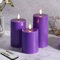 Eywamage Purple Flameless LED Pillar Candles with Remote, Flickering Real Wax Battery Operated Christmas Candles Set of 3