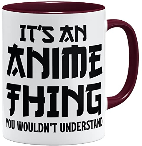 OM3® It's an Anime Thing Tasse Japan Manga Comic - Keramik Becher - 11oz 325ml - Beidseitig Bedruckt - Bordeaux