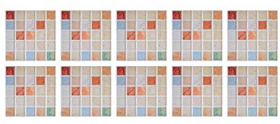YUEMOL cenefas Adhesivas 10 Piezas Simulación de Mosaico Auto Adhesivo Membrana de Cristal Pegatina de Pared Impermeable, for la Pared del baño de Cocina decoración del hogar de la Pared extraíble