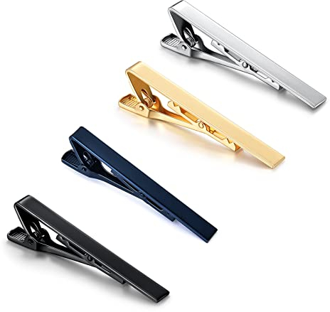 Bekecidi 4PCS Pinces à Cravate Classiques Pince à Cravate Cuivre Pinces à Cravate pour Hommes Slim Col Chemise Clips Classique D'accessoires de Cravate pour Hommes vie Quotidienne