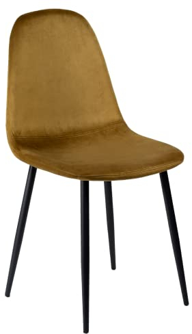 Esszimmerstuhl 100% Samt - Schön und luxuriös - Camel Eimer Stuhl - Wohnzimmer Stuhl mit Rückenlehne - Samt Sessel Stuhl - Edelstahl Küchenstuhl schwarze Metallbeine - Anti-Rutsch (1 Stück)