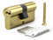 Bwintech FY04 1 x 45/50 mm Euro brass cylinder, 95 mm key/key cylinder lock with 5 horizontal brass keys, anti-picking, anti-drilling, anti-snap, anti-bumping, polished brass finish