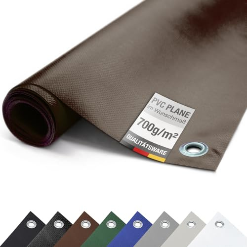 ANKO PLANEN 700 g/m² PVC Gewebeplane mit verzinkten Rundösen – Matte UV-stabile reißfeste LKW Abdeckplane (Braun, 2,5m x 4m)