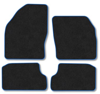 Ford Focus (2005-2011) [MK2] Car Mats Accessories Tailored Fit Carpet Floor Mats Non Slip Blue Trim Full Coverage Compatible Accessory Granulated Backing Front Rear Set Anti Slip Hand-Finished