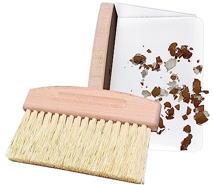 balayettes à balayage - Mini balai en métal avec pelle à poussière - balais pour enfants avec poils ultra fins pour riz, farine, haricots et miettes, arrondi Rianpesn