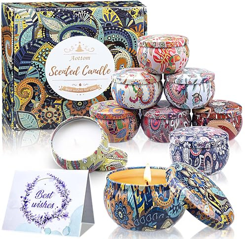 Christmas Scented Candles Gifts Set for Women 9 x 2.5Oz Aromatherapy Candle | with Greeting Card,180 Hrs Burning Scented Natural Soy Wax Home Relaxing Stress Presents for Mum Friends Wife Bath Yoga