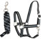 Brama West Halfter Set für Pferde - Halfter & Führstrick - Farbe Schwarz/Grau, Gr. Full