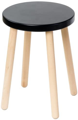 Spec-Wood Hocker - Barhocker - Küchenhocker - Blumenständer Holz - Kleiner Couchtisch - Pflanzenständer - Runder Hocker - Schwarz/Buche Natur