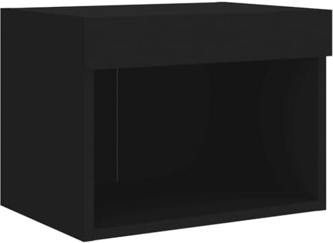 vidaXL Wand Nachttisch, Schwebend Nachtschrank mit LED-Leuchten, Wandmontage Nachtkommode Nachtkonsole, Wandschrank Schlafzimmer, Schwarz