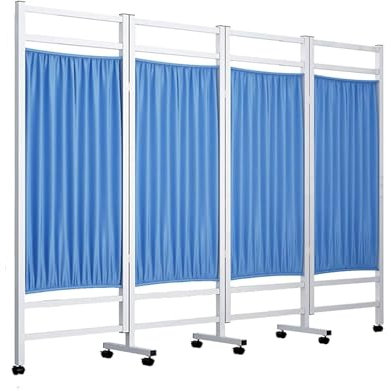 PRUJOY Rollbarer medizinischer Sichtschutz mit 4 Paneelen auf Rädern, 180 cm hoher, Faltbarer temporärer Raumisolationszaun für die Klinik