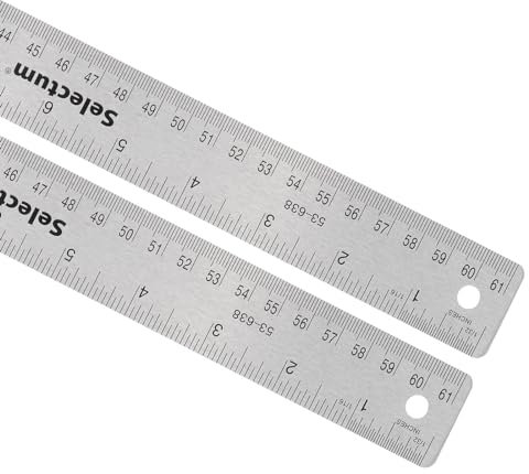 Kozelo 2 Stück Edelstahl-Lineal - [60cm/24 Zoll] Doppelskala Metallmesswerkzeuge mit rutschfester Rückseite für den Einsatz in der Architektur