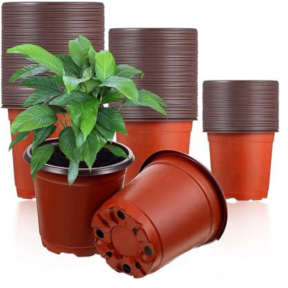 LAPIN Plastic Plant Pots Seed Seedling Nursery Pots Seed Starting Pots Small Flower Plant Container Reusable Flower Pots-10cm Gloss For Flowers Vegetables And Small Plants (Pack Of 8)