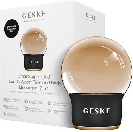 GESKE Cool & Warm Face & Body Massager | 7 in 1 | Wärmung & Kühlung | SmartAppGuided™ | Massagegerät für Gesicht & Körper | Batterielose Wärme- & Kühltechnologie | Entspannend & abschwellend