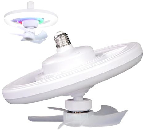 Lumière de ventilateur à douille,Ventilateur à douille | Plafonnier RVB Ventilateur à prise à distance réglable,Ampoule LED à installation facile, ventilateurs de plafond rotatifs à 360 degrés, économ