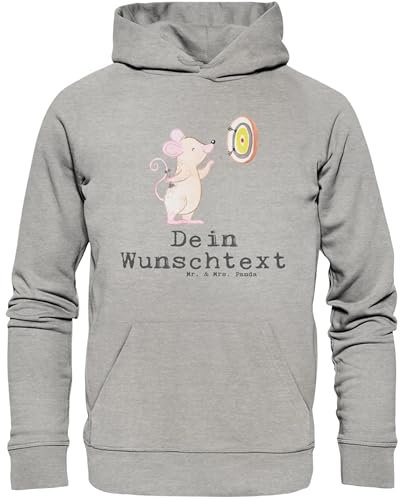Mr. & Mrs. Panda Personalisierter Hoodie Maus Dart Spielen Größe M - Personalisierte Geschenke, Darten, Darts, Zero-Waste Mit Wunschname, Organic, Recycelter Baumwoll, Umweltfreundlicher Namen, Eco