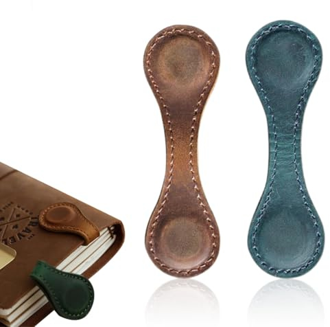 Lesezeichen aus Leder, 2 Stück Magnetische Lesezeichen, Doppelseitige Magnetische Retro-Lesezeichen, Personalisierte Kunstleder-Pu-Lesezeichen, Tragbare Lesezeichen, Geschenk für Familie Oder Freunde