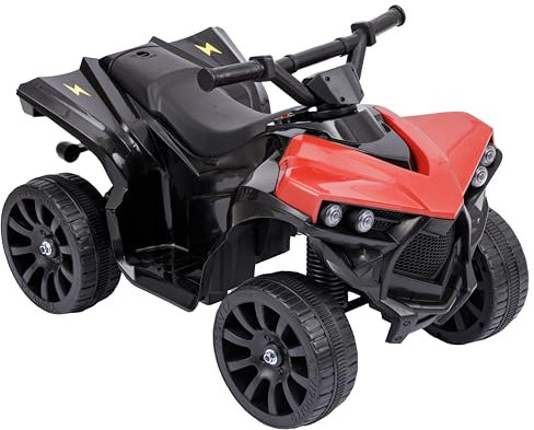 Baroni Toys Quad électrique pour Enfants 1-4 Ans avec Guidon, Effets sonores et Lumineux, Quad avec Marche Avant et arrière, Batterie Rechargeable 6 V, Facile à Assembler, 70x42x45 cm (Rouge)