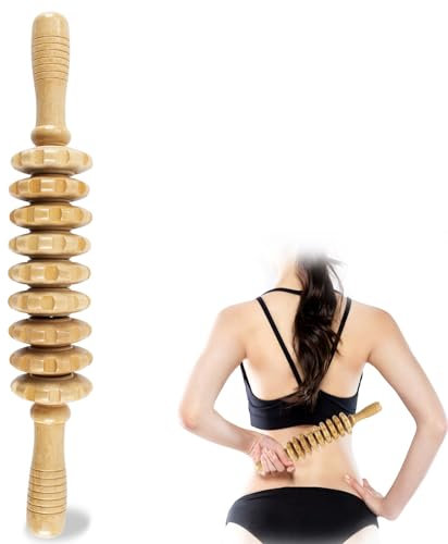 TaoTazon Rouleau de massage en bois de qualité supérieure - Anti-cellulite - Pour le dos, le cou, les jambes, le dos