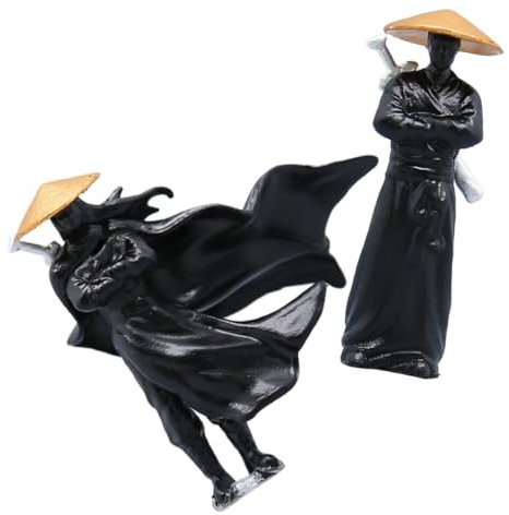 JOINPAYA Figurines Miniatures Chinoises Anciennes Guerriers 2 Pièces pour Décoration De Terrarium Et Bureau, Micro Paysages en Résine Détaillés, Accessoires Artisanaux pour Jardin Miniature