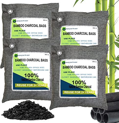 Charcoal Bags, Bamboo Bag 4 pack, 4x200g Air Purifier And deodorize, Charcoal Air Purifying Bags