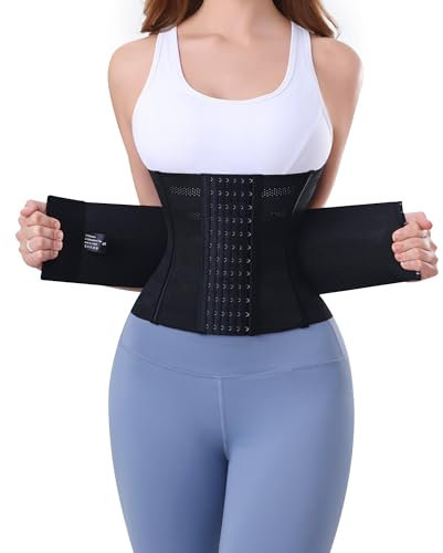 PQWEUU Bauchweggürtel Verstellbarer Waist Trainer für Fitnesstraining Postpartum Belly Wrap und Rückbildungsgürtel Bauchgurt nach Geburt Schwitzgürtel für Damen und Herren (Schwarz, M)