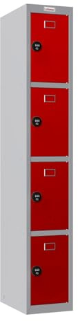 Phoenix PL 300D Serie PL1433GRC 1-Säulen-4-Türer-Schließfach in Rot mit Zahlenschloss