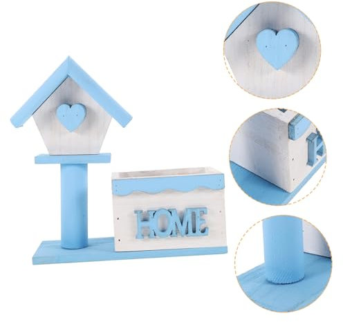 Happyyami Maceta de Interior casa de Planta Falsa pequeño Plantas Falsas Bonsai Artificial decoración Oficina Caja Madera Maceta Retra macetero de Madera para Plantas de Exterior Blue