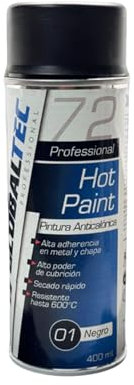 GLOBALTEC PROFESSIONAL Pintura Anticalórica Negra 400ml – Resistente Hasta 600°C | Spray Protector para Tubos de Escape, Motores y Superficies Metálicas | Secado Rápido y Alta Adherencia