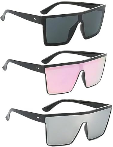 FveVqe 3PCS Rave Glasses, Gradient Lenses Rave Sunglasses for Women Men, Big Frame Protection Trendy Square Eyewear Outdoor Party Square Y2K Sunglasses (Multicolour)