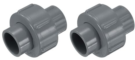 QUARKZMAN 2 Pcs 1/2 Raccord Union PVC pour Tuyau (Socket x Socket) Raccord Union PVC Slip Adapter Schedule 40, Joint Torique EPDM, Gris