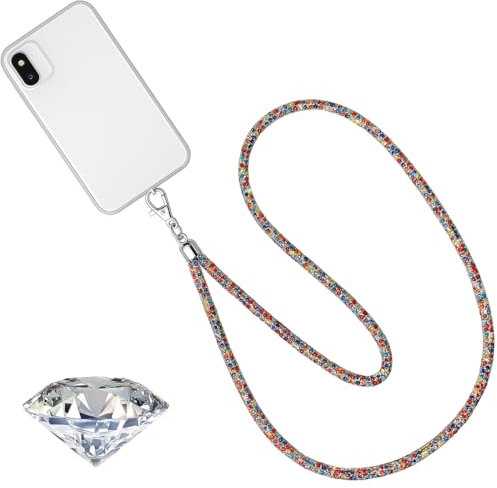 JEYORZY 1 pcs Lanière Collier En Cristal, anières Porte Badge, Porte-Clés Bling Porte-Badges, Lanière en Cristal et Porte-Cartes d'Identité, Cordon tour de cou, pour Carte de Visite, Carte Bus, Coloré