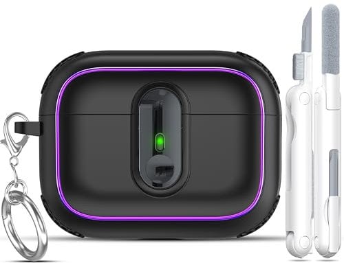 MHYALUDO per Custodia AirPods Pro 2 con Protezione Da Caduta E Magnetica, Copertura Antishock per AirPods Pro 2a Generazione con Finitura Metallica Elettrolitica, Nero