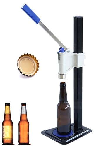 Manual Beer Bottle Capper Tool, Glass Bottle Capper, Beer Bottle Corking Machine with Stable Base, Precise Height Adjustment and Leveraction Mechanism, for Beer Bottles, Soft Drinks Bottles