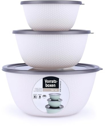 MiCasa SuCasa Frischhalteschüsseln mit Deckel 3er Set, Salatschüsseln | Salatschüsseln BPA-frei, luftdicht, stapelbar, 500 ml, 1000 ml, 2000 ml, Schüsselset für Kühlschrank, Meal Prep, Mikrowelle