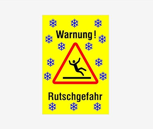 Warnung/Achtung vor Schnee oder Eis Rutschgefahr Schild Hinweisschild 200 x 300 x 3 mm hergestellt aus • PVC Hartschaum Weiß • Aluverbund 3 mm (PVC 3mm, Material:)