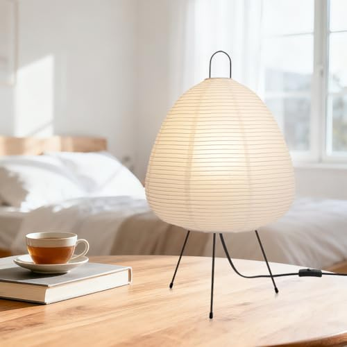 Reispapier Lampe,Japanische Nachttischlampe Und Tischlampe,Papierlaternen | E27 Fassung,Kleine Schreibtischlampe,Zen Deko,Schlafzimmer,Wohnzimmer,Büro Und Kinderzimmer,Leselampe Und Nachtlicht