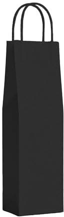 48 Shopper porta bottiglia vino di colore nero Buste di Carta Sacchetti Regalo per Bottiglie con Manico 36x10x12 cm Carta Kraft Sacchetto Busta per Vino portabottiglia