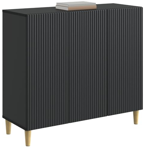 vidaXL Sideboard Schwarz 89 x 34,5 x 80 cm Holzwerkstoff, Wohnzimmer, Vintage Sideboard, praktischer Stauraum, rechteckiger Schrank, stilvoll mit schmalen Beinen