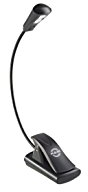 K&M 12242 Lámpara 2 LED FlexLight negra para atril - conexión con pinza - cuello de cisne flexible, brillo 800 Lux