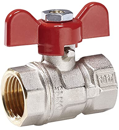 Kugelhahn, Absperrventil 1/2, Messing Anschluss mit Innengewinde und Flügelgriff