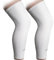 COOLOMG Calentador de rodilla para ciclismo, baloncesto, fútbol, protección UV, antideslizante, para hombre, mujer, niños, jóvenes, color blanco, M (1 par)
