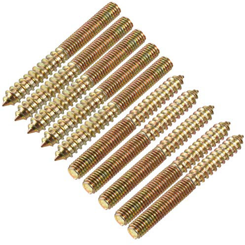 sourcing map M8 Hanger Bolts Length 3(75mm) Double Headed Bolts Self-Tapping Screw 8mm Wood Joint Furniture Legs 10pcs
