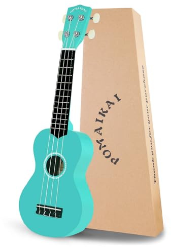 POMAIKAI Sopran-Ukulele, Anfänger, Holz, Hawaii-Gitarre, Ukulele, 53,3 cm, für Anfänger und Studenten, Blau