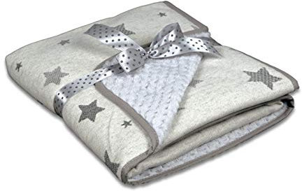 KiGATEX Babydecke Kinderwagen Decke Sterne kuschelig weich 80 x 90 cm (grau)