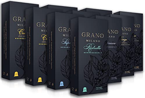 Grano Milano Variety Pack Coffee Capsules - 100 Pods Compatible with Nespresso Original line, Medium and Dark Roast, Espresso Coffee Capsules Made in Italy