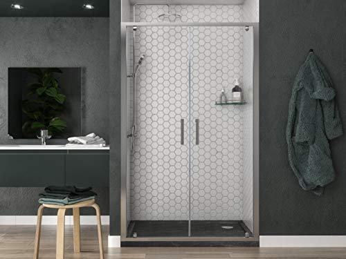 Box doccia Porta doccia 90cm doppia ante battente per nicchia apertura saloon altezza 195 cm profilo cromato cristallo trasparente 6 mm (86-91 cm)