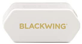 Blackwing Zweistufiger Bleistiftspitzer mit langer Spitze, weiß, deutsche Stahlklingen, erzeugt scharfe lange Bleistiftspitze, 1 Stück