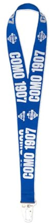 COMO 1907- Portachiavi con Moschettone in Metallo - Cinturino per Badge e Chiavi - Lanyard Blu Royal - Design Ufficiale Squadra - Made in Italy