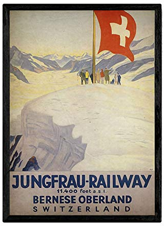 Nacnic Vintage Poster Schweizer Zug. Blätter für Interieur mit klassischen und antiken Werbebildern zu dekorieren. Gemälde Retro-Dekor. A3