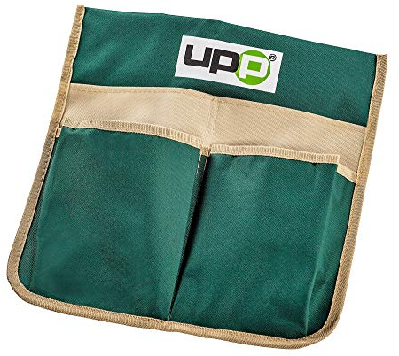 UPP Tasche für Kniestuhl/Gartenhelfer I Werkzeugtasche, Aufbewahrungstasche für Gartenbank, Gartenkniestuhl, Gartenhocker I Erleichtert die Gartenarbeit - kein schweres Heben und Tragen I grün-beige